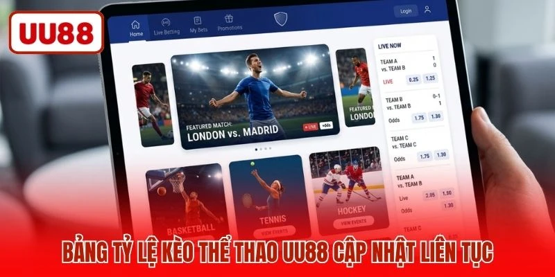 Bảng tỷ lệ kèo thể thao UU88 cập nhật liên tục