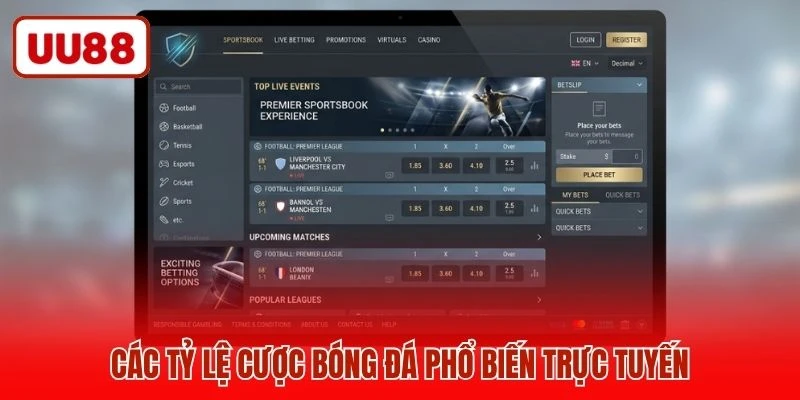 Các tỷ lệ cược bóng đá phổ biến trực tuyến