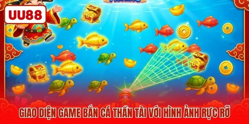 Giao diện game bắn cá thần tài với hình ảnh rực rỡ