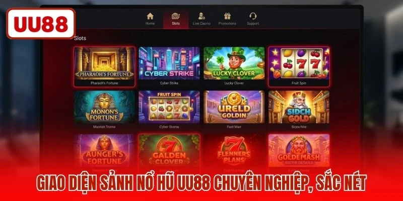 Giao diện sảnh nổ hũ UU88 chuyên nghiệp, sắc nét
