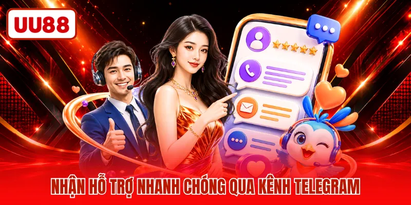 Nhận hỗ trợ nhanh chóng qua kênh telegram